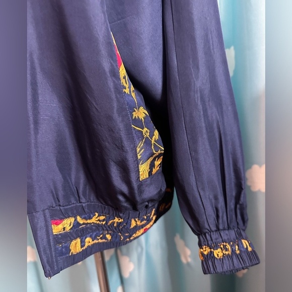 Vintage 80s silk baroque windbreaker- men's medium, women L - Picture 13 of 16